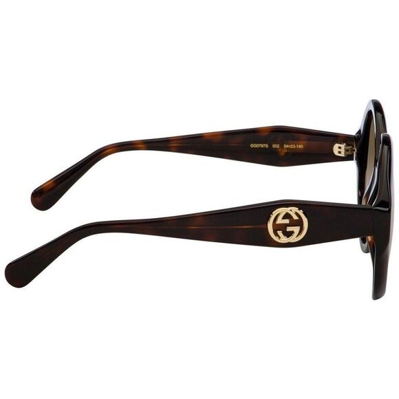 Gucci GG0797S 002 Women Round Sunglasses in Acetate Frame w/Brown Gradient Lens - Picture 3 of 6